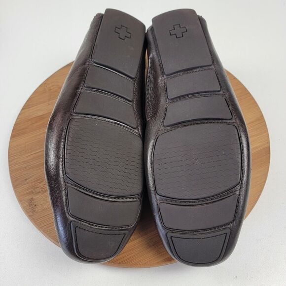 Bally Men’s Size 12 D Wabler Brown Leather Driving Loafers W/ Og Box Web Stripe - Picture 13 of 16